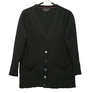 Banana Republic Womens L Merino Wool Cardigan Sweater Black 3/4 Sleeve‎ Capsule